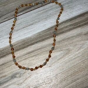 Classic Beaded Necklace Women’s Brown And Silver Tone Minimalist Retro Cabincore